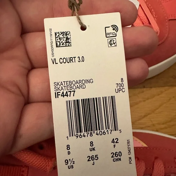 Adidas VL Court 3.0 Womens US 9.5. New With Box Pink and Red - Picture 4 of 7